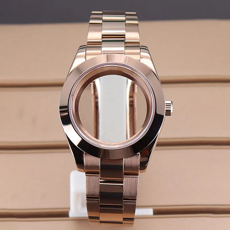 Explorer Watch Case 36mm/39mm Silver Rose Gold yellow Gold Two tone Sapphire 316L stainless Steel For Nh35 Nh36 NH34 NH38 Nh70 Miyota 8215 8285Movement