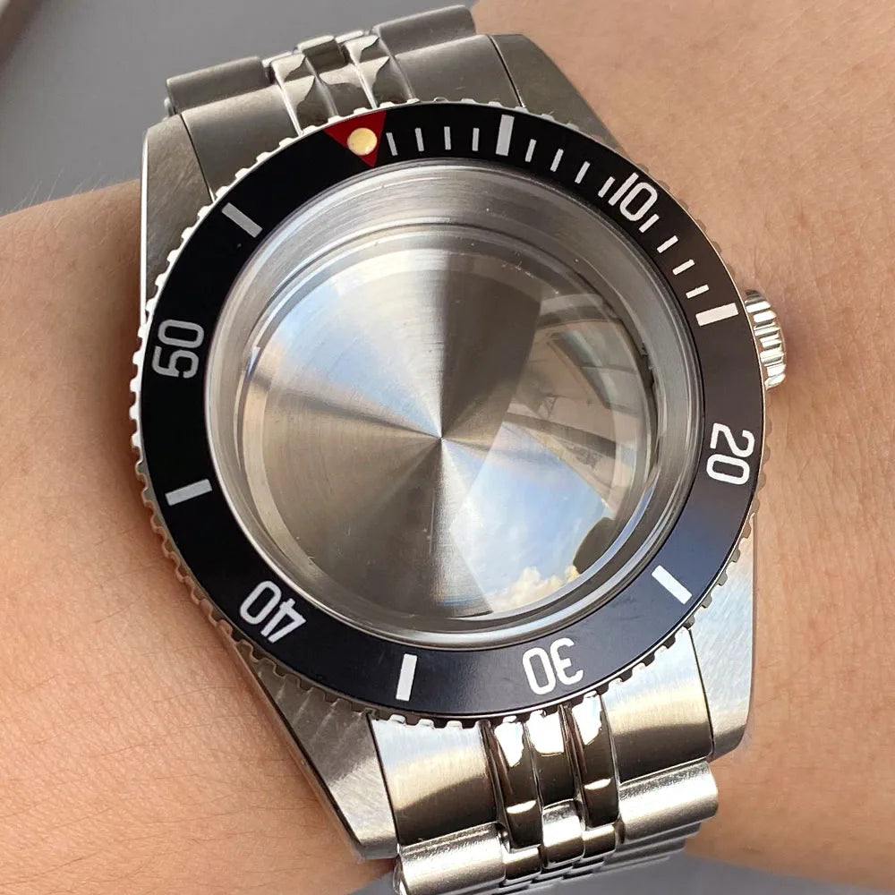 38mm Diver Watch Case GMT Case Stainless Steel Brushed 200M  Fit NH34 GMT NH35 Domed Sapphire Glass Alloy Insert 120 Click Bezel