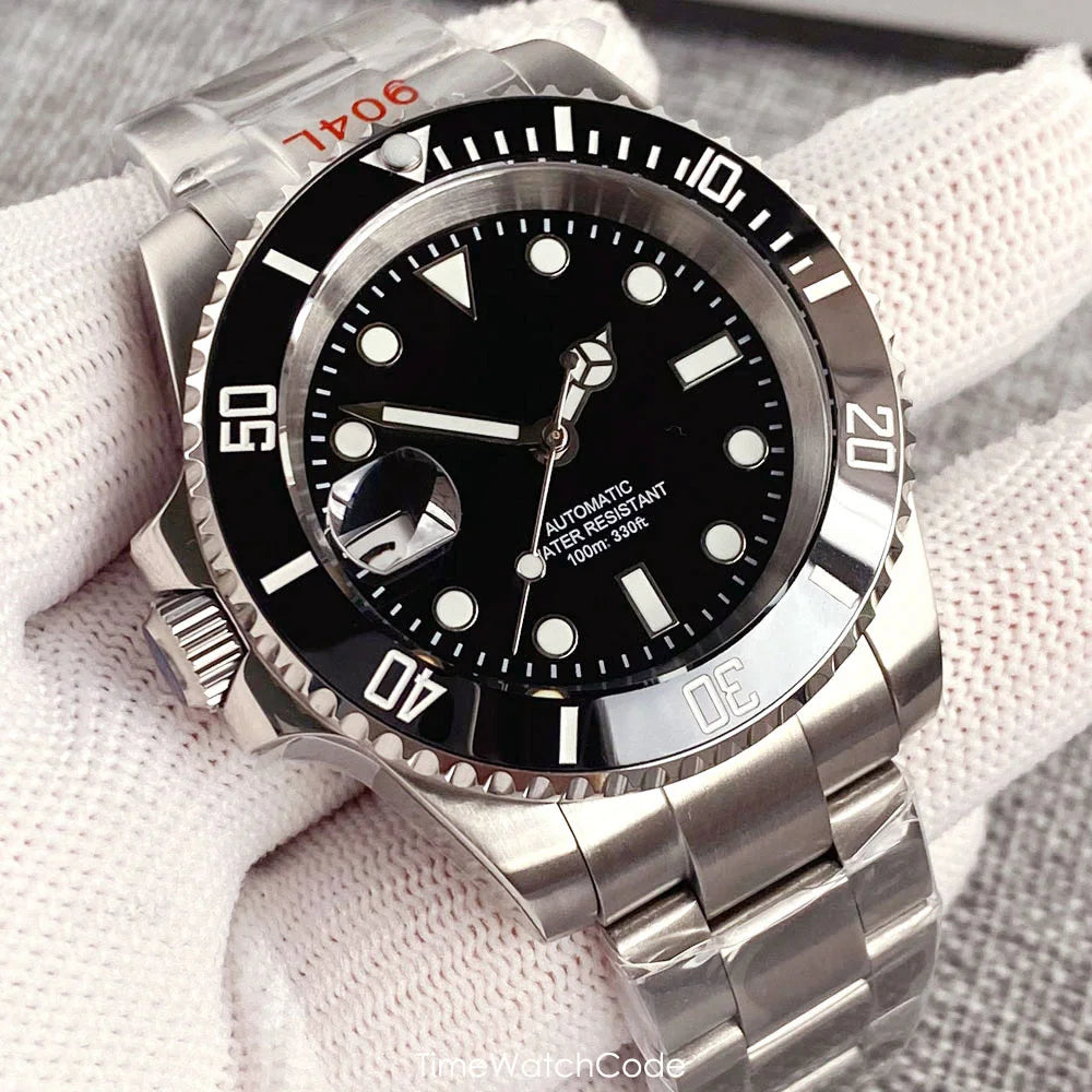 40mm Left-Handed Submariner Mod watch Tandorio TD218A NH35 Movt Lefty Diver 20BAR Glide Lock Sapphire