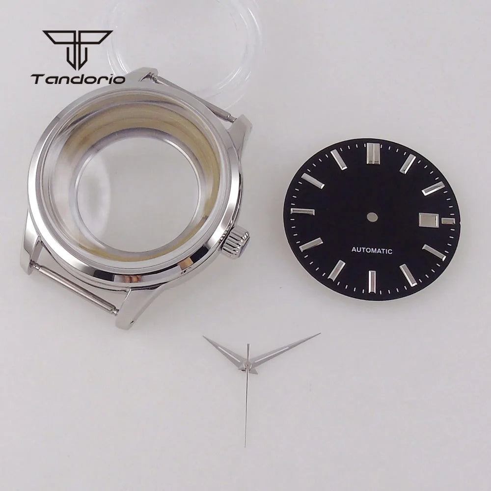 Tandorio Cocktail Mod Watch Case Domed Sapphire 40mm NH35 Automatic +33.5mm Dial Set Glass Back GS Style Accessary