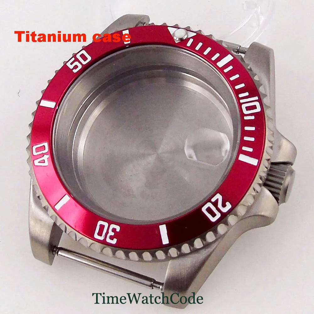 Titanium Watch Case 40mm Sub Diver  200m Waterproof Fit for NH35 NH36 ETA2824 PT5000 Antiallergry Sapphire Crystal Screw-in Crown