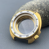 PVD Gold Turtle Abalone Watch Case 6105 6309 Crown at 4.1 Fit NH35 NH36 Movement 200m Waterproof Resistance Diving Men's Watch Case