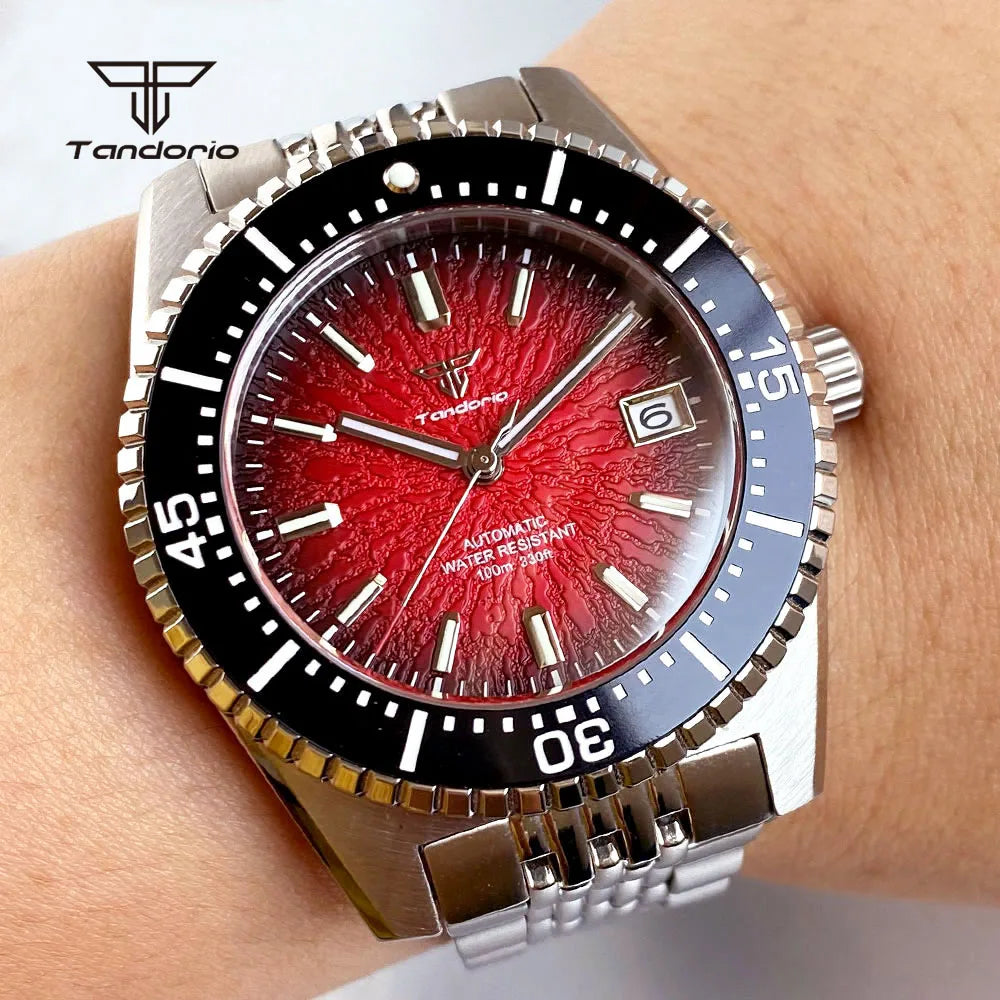 62mas Diver Mod Tandorio TD230S Fashion 40mm NH35 Automatic Texture Dial Radiation Date Sapphire 20ATM Diver Sapphire Luminous