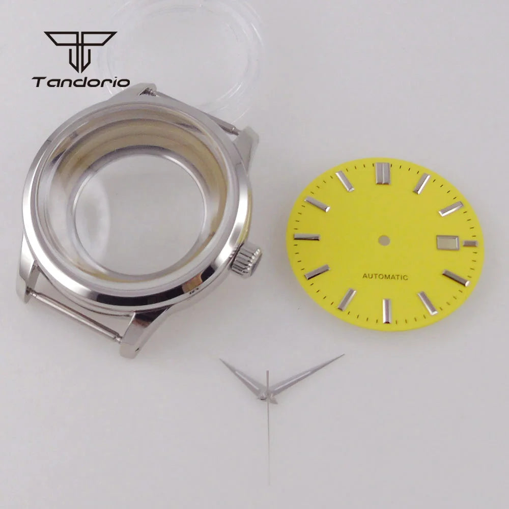 Tandorio Cocktail Mod Watch Case Domed Sapphire 40mm NH35 Automatic +33.5mm Dial Set Glass Back GS Style Accessary