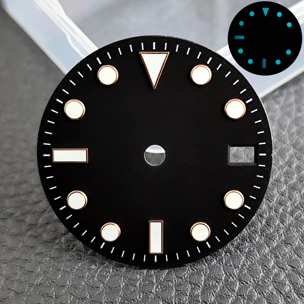 28.5mm blue lume NH35 NH34 Dial Single Calendar Submariner style with Hands Watches accessory