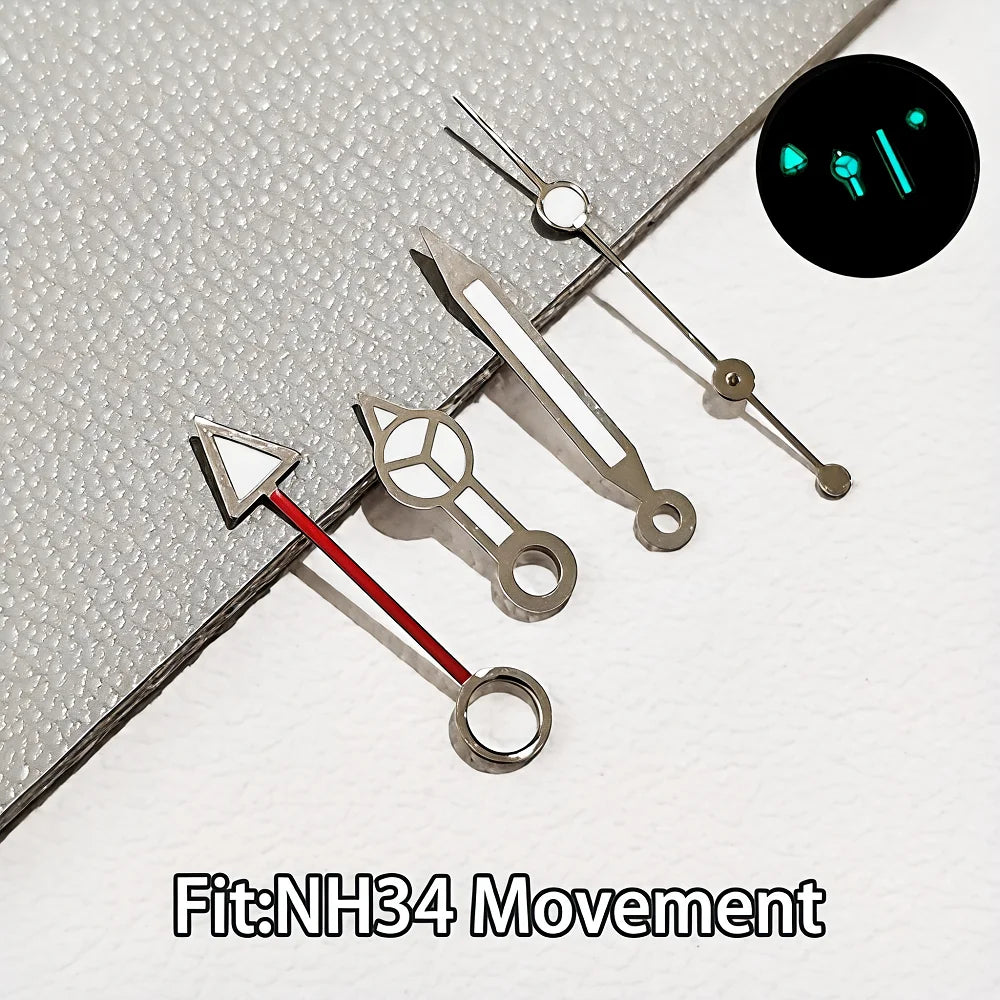 NH34 GMT針 腕時計針パーツ ブルー&amp;グリーン BGW9 夜光 NH35自動巻き腕時計ポインターアクセサリーに適合
