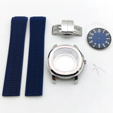 Aquanaut case 42mm NH35 Rose Gold 316 Stainless Steel Case Rubber Strap Luminous Dial Hands Modifed Watch Parts Accessorie glass back