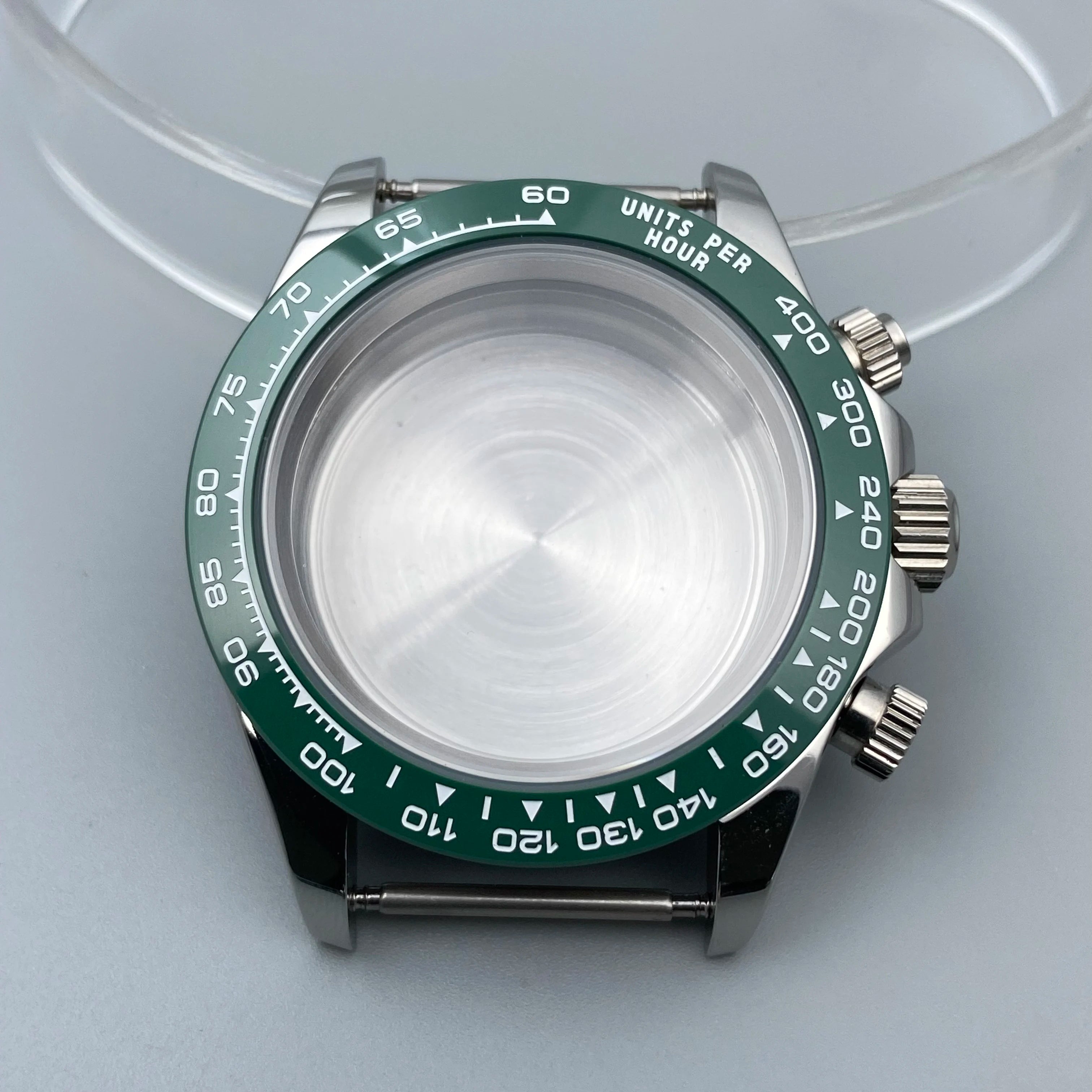 39mm VK63 watch Case Chronograph Silver 316 Stainless Steel Quartz Movement Watch Accessories Fits 20mm Strap