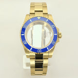 40MM PVD Gold Submariner Watch Case  GMT Yacht Master Polish Strap Sapphire Glass For NH35 NH36 NH34 NH38 Miyota 8215 Eta 2824 GMT SUB Yacht 20ATM waterproof