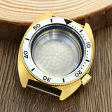 41mm Gold PVD Captain Willard Watch Case Domed Sapphire Tuna Turtle for Seiko MOD NH35 NH36 NH34 4R36 Movts Abalone Screw Crown