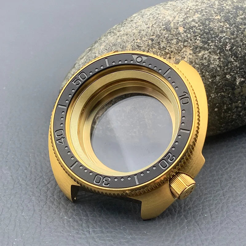 PVD Gold Turtle Abalone Watch Case 6105 6309 Crown at 4.1 Fit NH35 NH36 Movement 200m Waterproof Resistance Diving Men's Watch Case