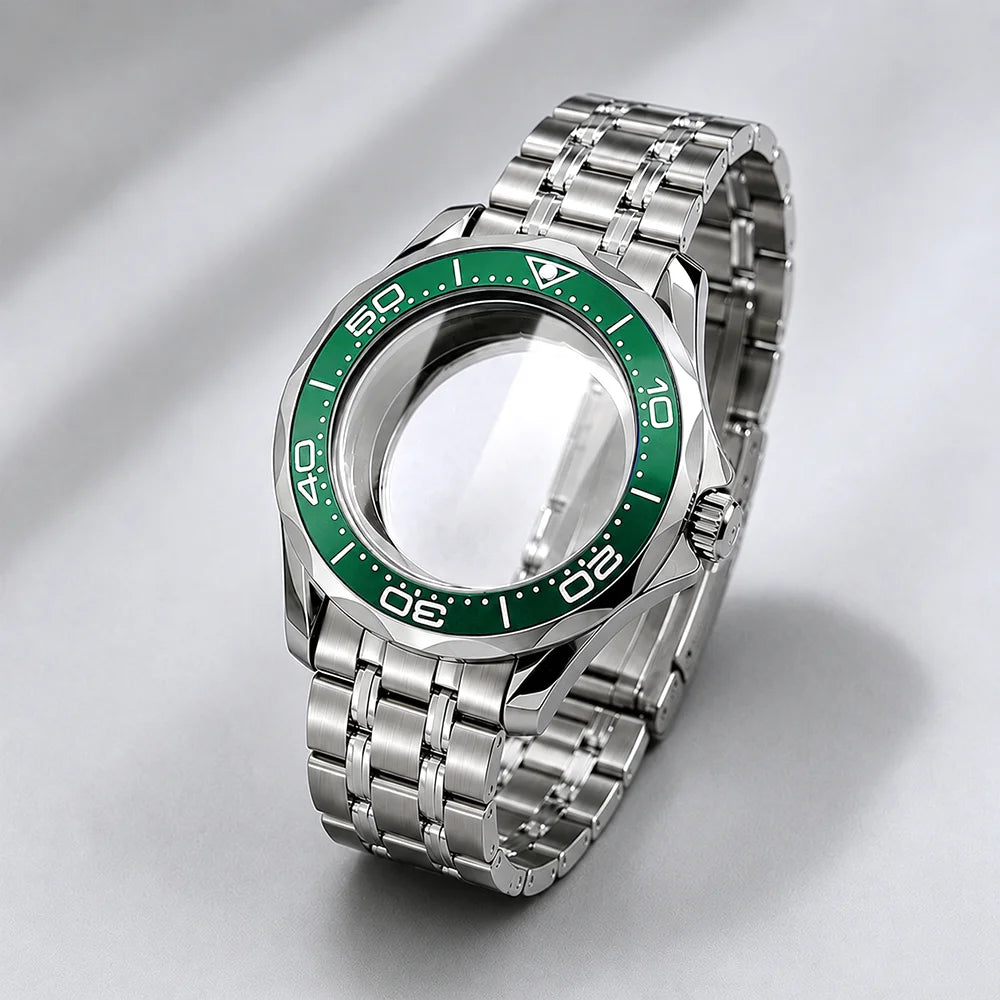 NEW 42mm Seamaster Case with 38mm bezel for NH34/35 NH36 movement Sapphire 10ATM Stainless steel watch box dual crown