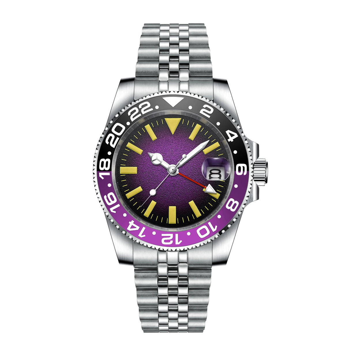 Quartz GMT Watch Custom Logo 40mm Swiss Ronda 515-24 Movt 10Bar Sapphire
