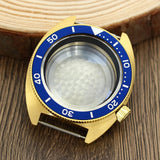 41mm Gold PVD Captain Willard Watch Case Domed Sapphire Tuna Turtle for Seiko MOD NH35 NH36 NH34 4R36 Movts Abalone Screw Crown