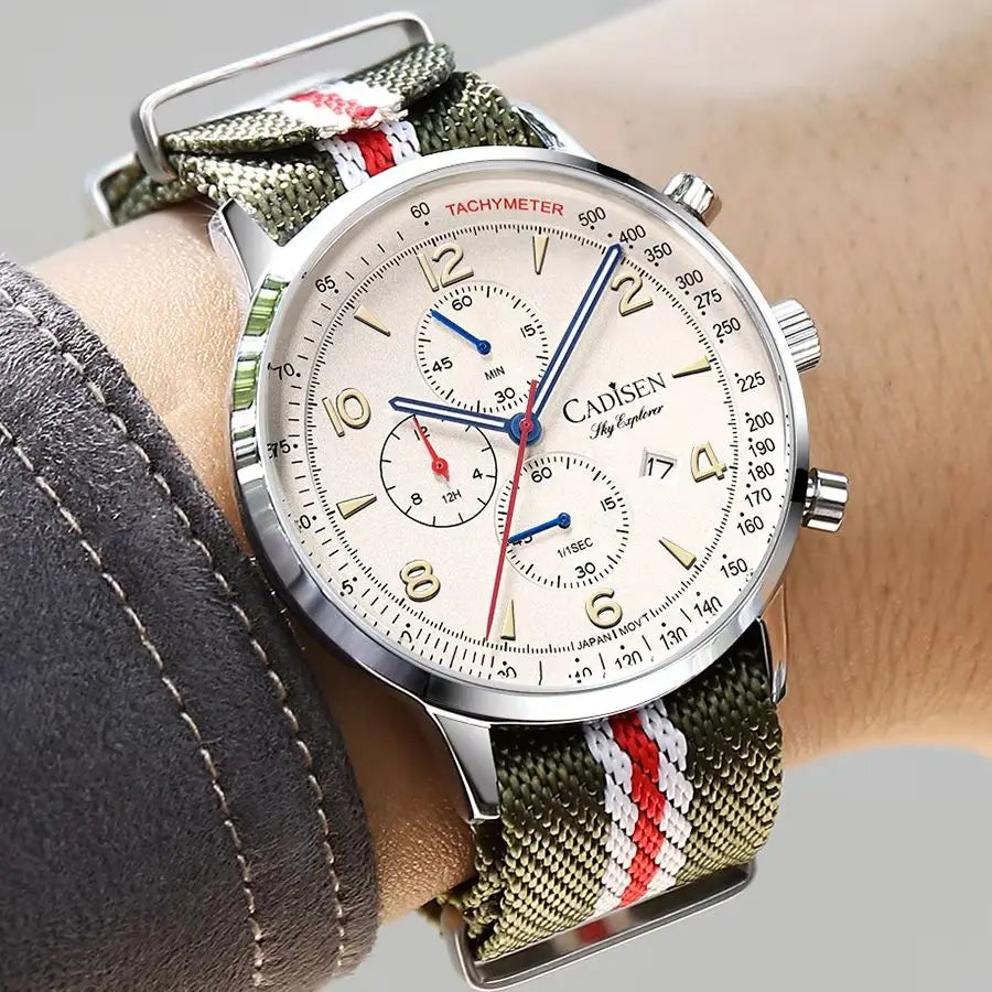 CADISEN C7067 Chronograph MIYOTA 0S10 Quartz Watch AR Mirror 5bar