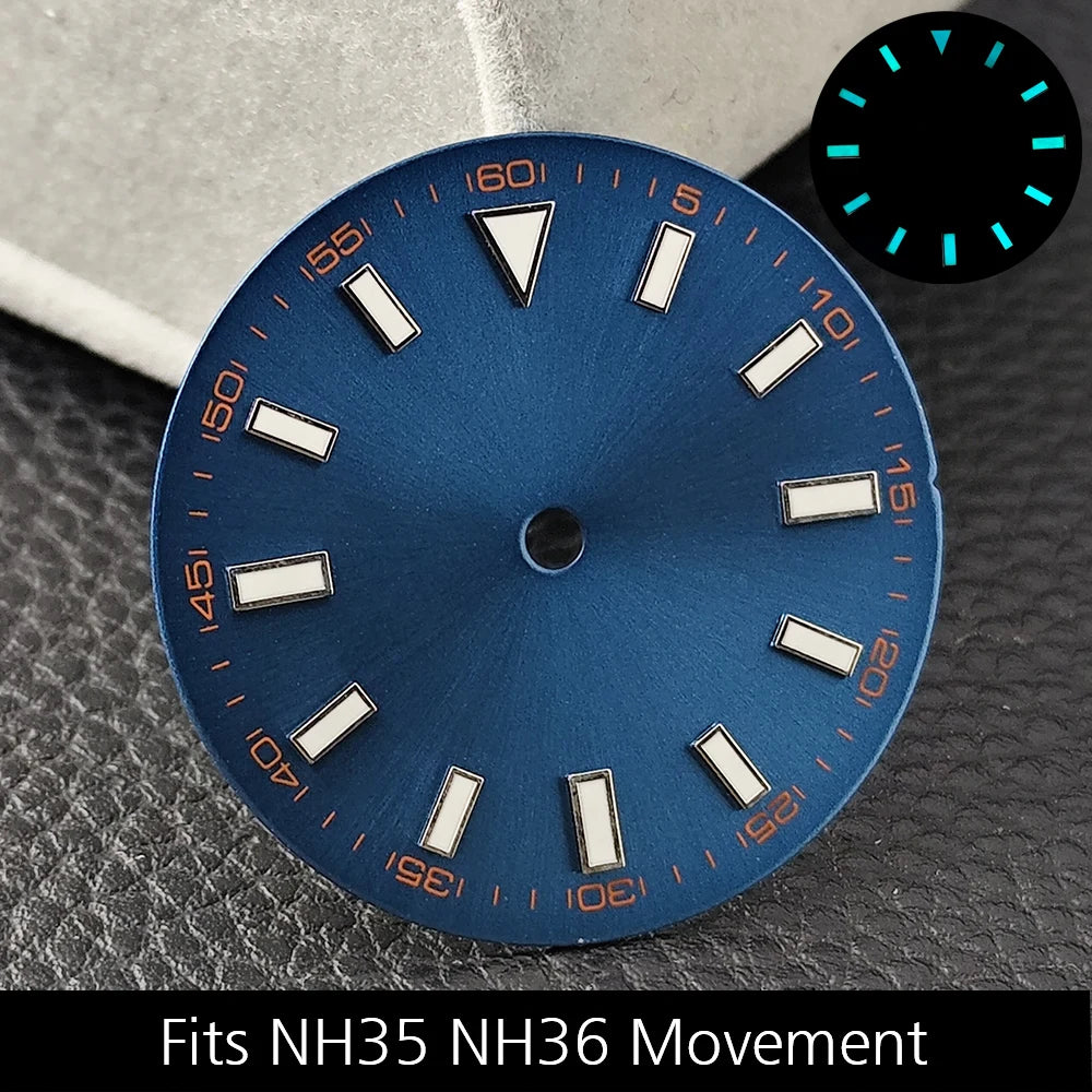 28.5MM Watch Dial Luminous Dial Fit NH35/M8215/E2824 Movement Accessories Watch Parts Watch For man Sterile Dial NH35 Hands