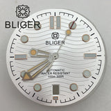 31mm seamaster Wave Watch Dial Hand Set 6 O'clock Date Window Black White Blue Green Fit NH35 Movement Luminus