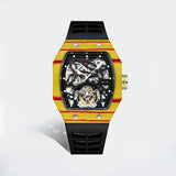 RM Mod AESOP 7035 Flying Tourbillon Watch for Men Carbon Fiber Bezel Top Quality Skeleton Square Sapphire 5ATM