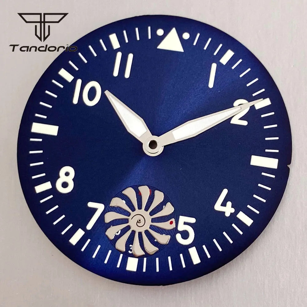 ETA6498 Watch case ST3621 42mm Manual Winding Pilot+37mm Dial Set Sapphire Transparent Back 5ATM
