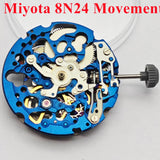 Miyota 8N24 Automatic Mechanical Movement 21600 BHP Watch Movement  21 Jewels Skeletonized Automatic Movement