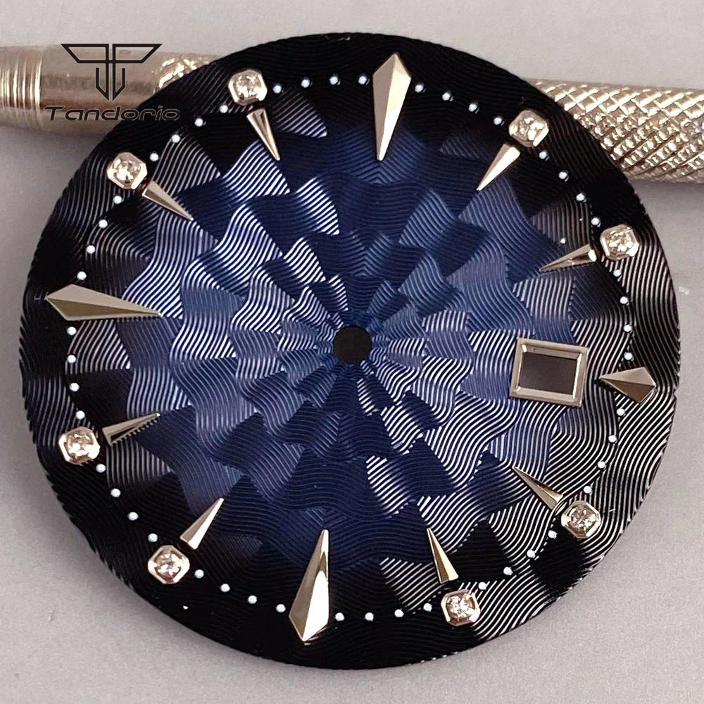 35mm Watch Dial Multicolor Texture Face Date Window Fit NH35 Automatic Watches Sword Hands Set Wristwatch Accessories Mod Parts