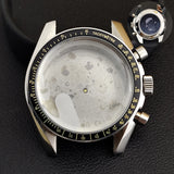 40mm Speedmaster Watch Case Stainless Steel  For VK63 VK64 Chronograph Quartz Movement Mineral Moon Foorprint Sterile Caseback