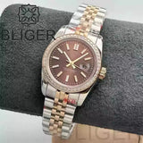 31mm Women's Watch BLIGER Two Tone Gold Case Sapphire Japan NH05 Movement 10ATM