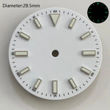28.5mm NH35 double bar watch dial luminous grass green red dark blue yellow dial for NH35 automatic movement watch accessories can customize logo