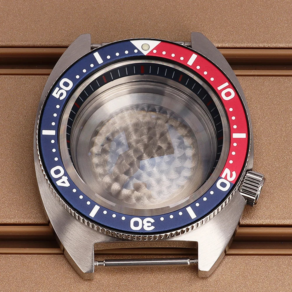 41mm Mod Turtle Watch Case Sapphire Glass Waterproof For Abalone/tuna mouth Captain Willard TMI NH35 NH36 NH38 4R Movement Stainless Steel Watch Accessories