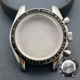40mm Speedmaster Watch Case Stainless Steel  For VK63 VK64 Chronograph Quartz Movement Mineral Moon Foorprint Sterile Caseback