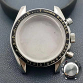 40mm Speedmaster Watch Case Stainless Steel  For VK63 VK64 Chronograph Quartz Movement Mineral Moon Foorprint Sterile Caseback
