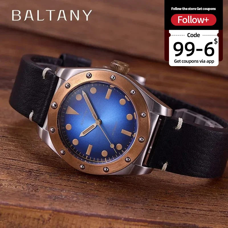 Baltany Bronze Bezel Watch S4030 NH38 20Bar Sailing Diver AR Sapphire 40MM Diver