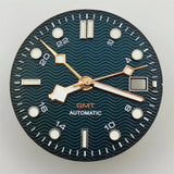 31mm NH34 GMT Dial Hands black blue white color green luminous