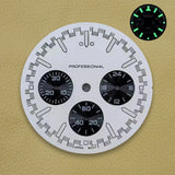 32.5mm Speed Dial Fit VK63 Movement Green Luminous Chronograph Watch Dial 3eyes