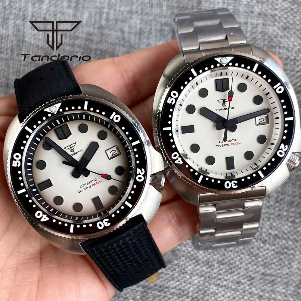 Tandorio Captain NH35A 44mm 200m Diving watch Sapphire Brushed Ceramic TD237