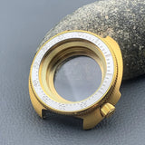 PVD Gold Turtle Abalone Watch Case 6105 6309 Crown at 4.1 Fit NH35 NH36 Movement 200m Waterproof Resistance Diving Men's Watch Case