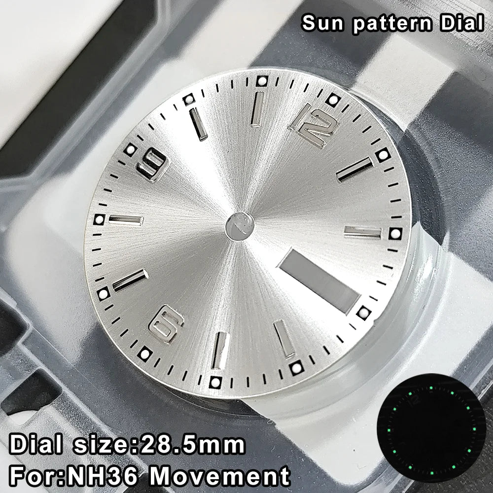 NH36 Dial For NH36 Movement 28.5mm C3 Green Luminous Day Date Window for SKX007 SKX013