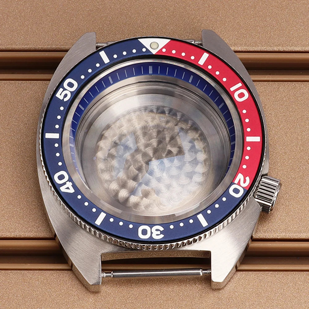 41mm Mod Turtle Watch Case Sapphire Glass Waterproof For Abalone/tuna mouth Captain Willard TMI NH35 NH36 NH38 4R Movement Stainless Steel Watch Accessories