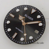 29mm Grey Sunburst Watch Dial Blue Luminous Rose Gold Edge Fit NH35A NH36A ETA2824 2836 Miyota82 Series Mingzhu DG 2813