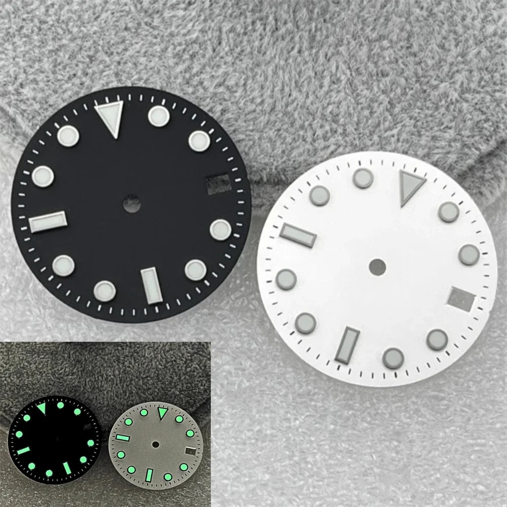 28.5mm NH35 Dial Green Luminous Watch Dial SUB Surface with Calendar Window Watch Accessories for NH35/NH36 Movement