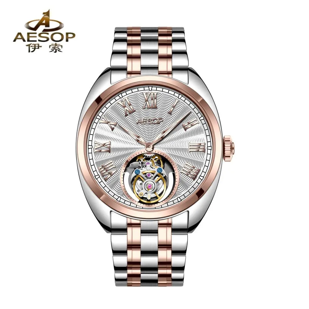 42mm AESOP 7088 Flying Tourbillon Movement Skeleton Sapphire 5ATM