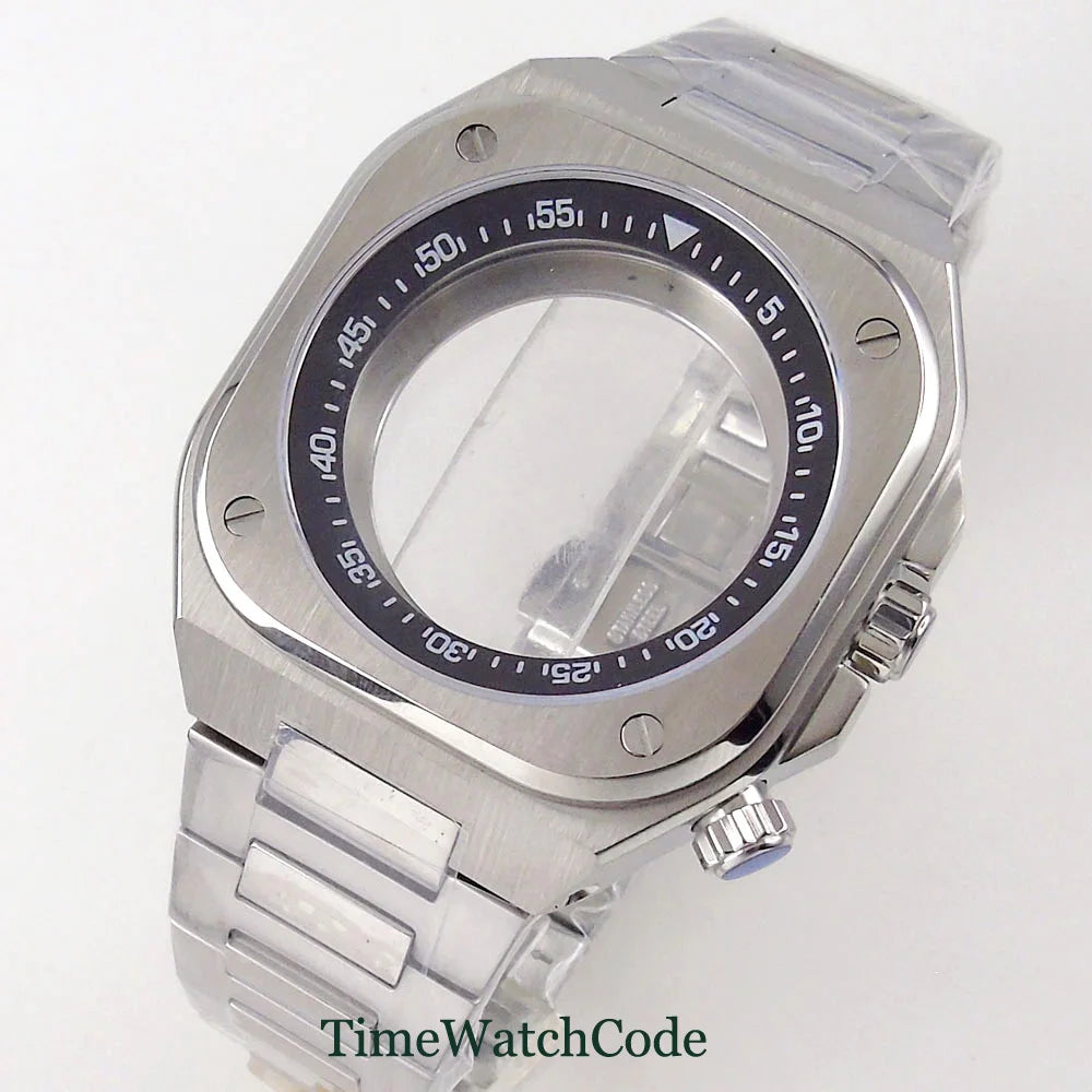 42mm Br-05 Watch Case Rotating Chapter Ring for NH35A NH36A NH34 ETA2824 PT5000 etc Square Case Sapphire Glass Back 10ATM