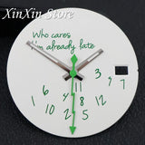 Black NH35 28.5mm Watch Dial Who Cares  With Lightning Second Hands For NH35 4R35 Movement Who Cares Lt's Already Late Replace Watch Dial
