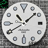 29mm Blue Red Black Orange GMT NH34 White Glossy Dial With Hands C3 Lume Fit NH34 Mechanical Watch Modified Accessories