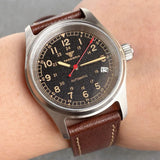 36mm Bronze Pilot Watch Tandorio TD130B Sapphire Frosted Dial Date 20ATM NH35A Automatic