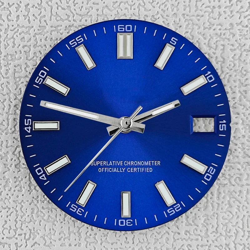 28.5mm double bar date window Watch Dial With Watch Hands Date Just Luminous Sunray Fit NH35 NH36 Watch Faces Automatic Movement