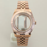 Rose Gold Datejust Watch Case Two Tone Rose Gold Case 39mm 36mm Fluted Sapphire Crystal For Seiko NH35 NH36 NH38 NH34 Miyota 8215 Movement 28.5 Dial