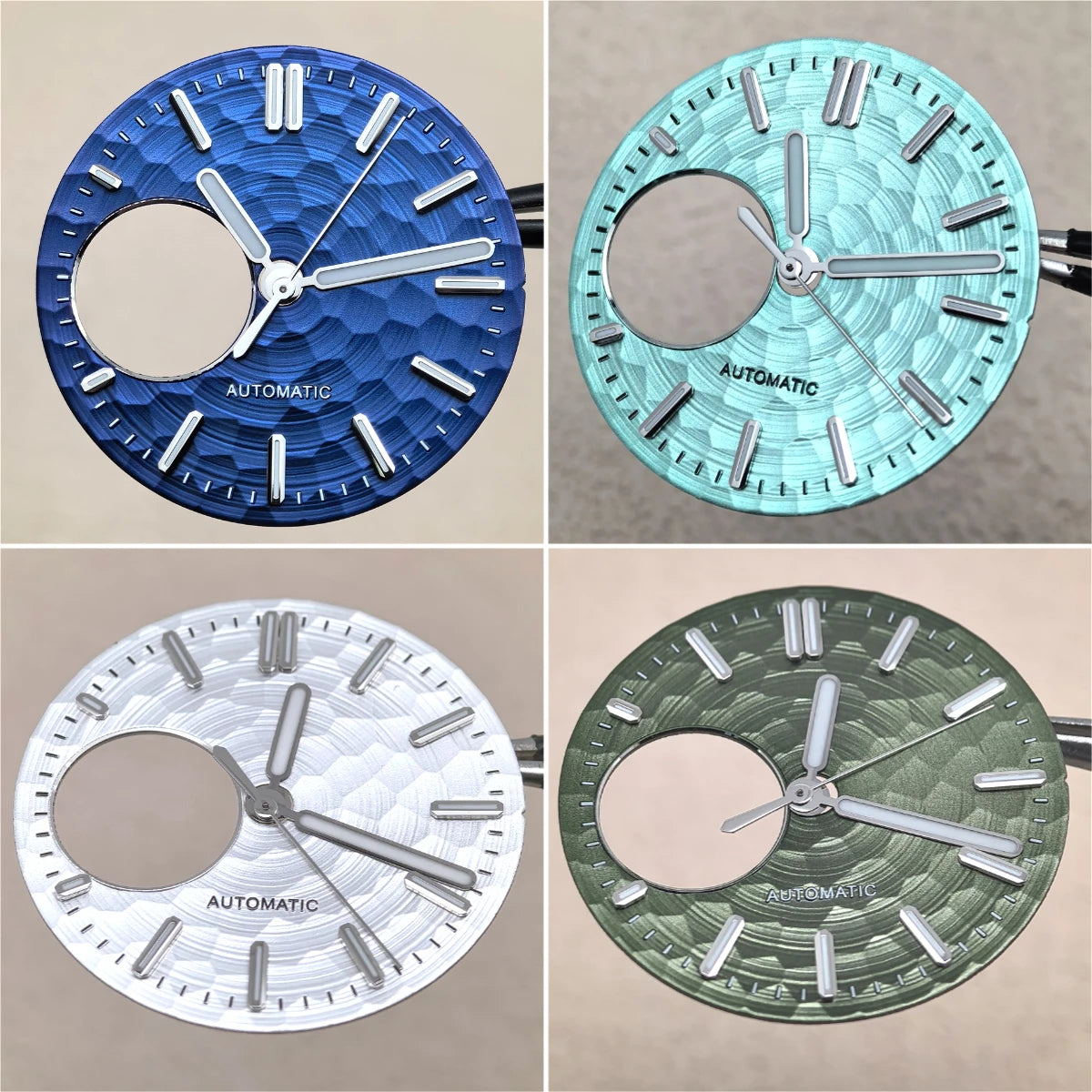 28.5mm Honeycomb Texture Watch Dial Hands Set Green Luminous Faces for ...