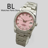 DateJust Dress Watch BLIGER BL001 36mm39mmPink Dial NH35A Automatic 904 Stainless Steel Fluted Bezel Sapphire Diamond Roman Marks