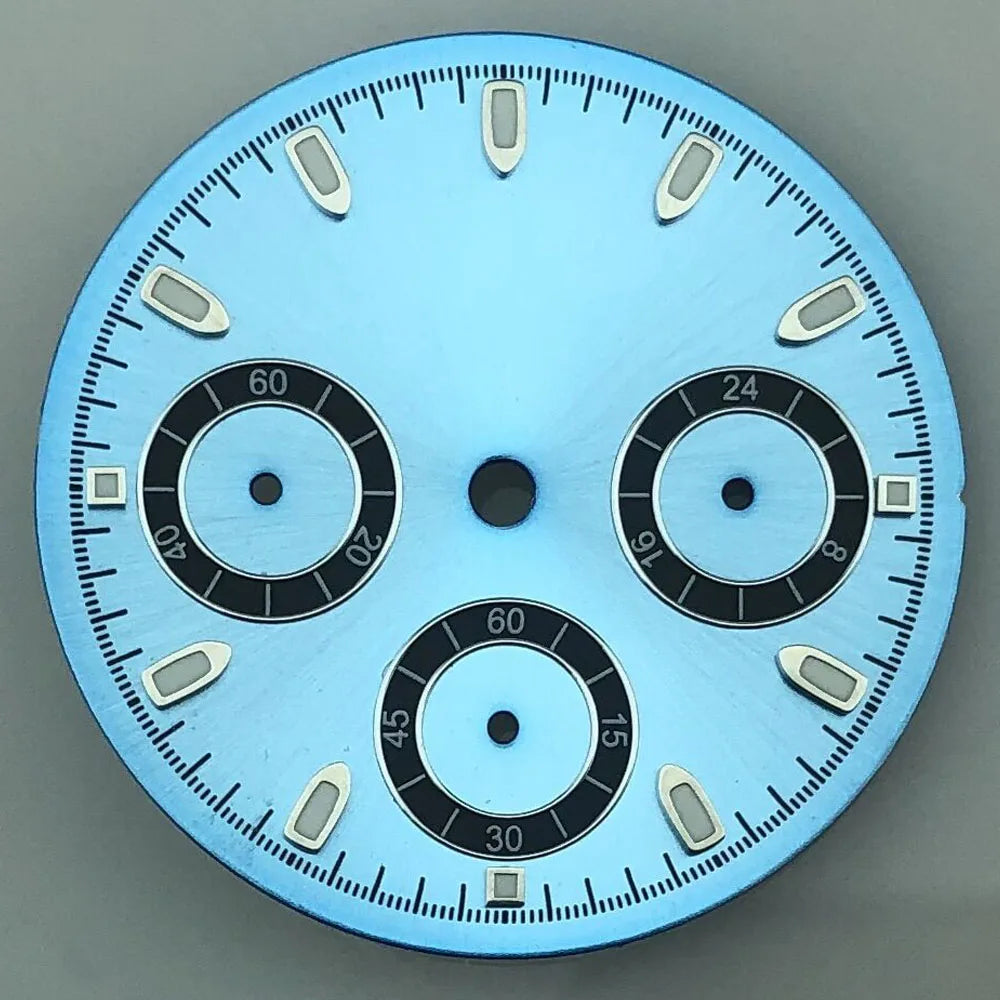 29.8mm Sterile VK63 Dial Luminous Black Withe Gray Blue Gold Orange quartz Chronograph Movement
